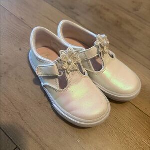 Keds Iridescent White Dress Shoes with Floral Accent